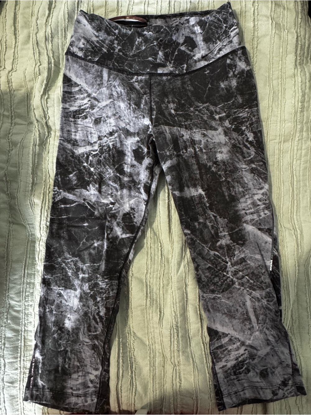 Nike Marble-Print Capri Leggings in Black and Gray
